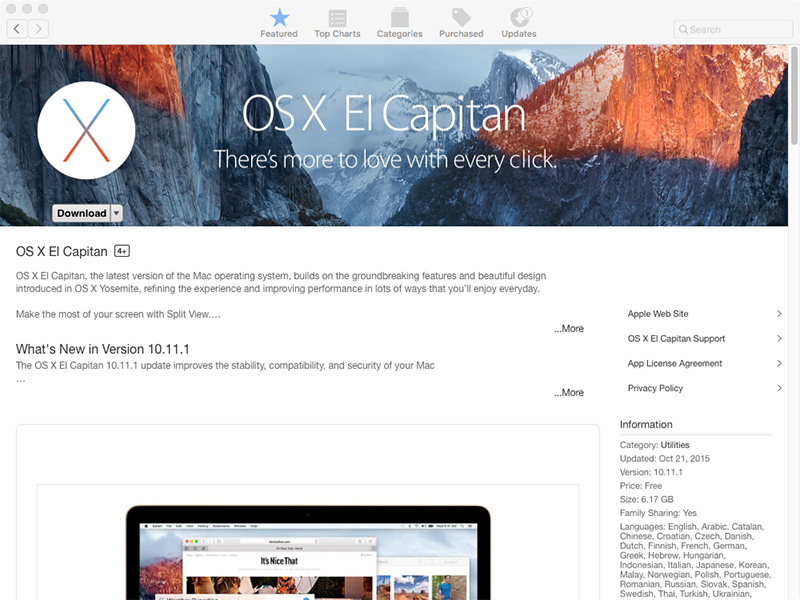 Download Mac Os X El Capitan Apple
